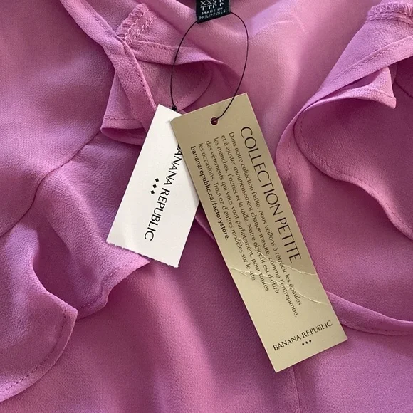 Banana Republic Petite ruffles top in orchid jubilee Sz XXS - Picture 6 of 12